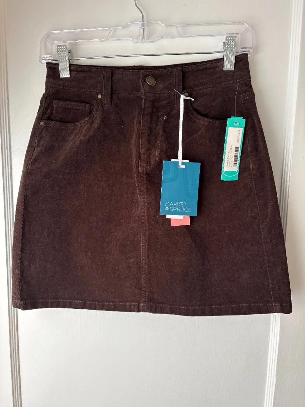 Market & Spruce Adalee Brown Corduroy Skirt, Sz 2P, NWT